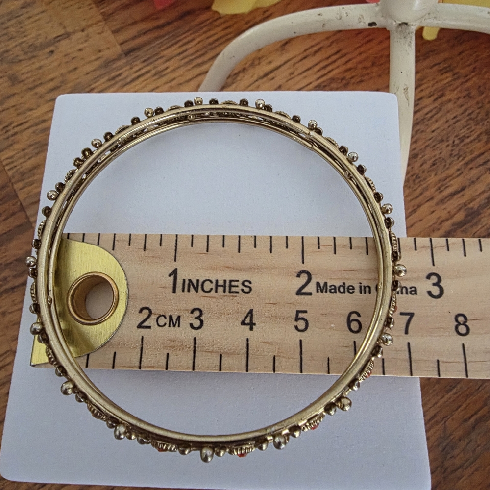 Victorian Antique Estate Princesscore Royal Gothic Romance Gold Tone  Bangle - Picture 2 of 4